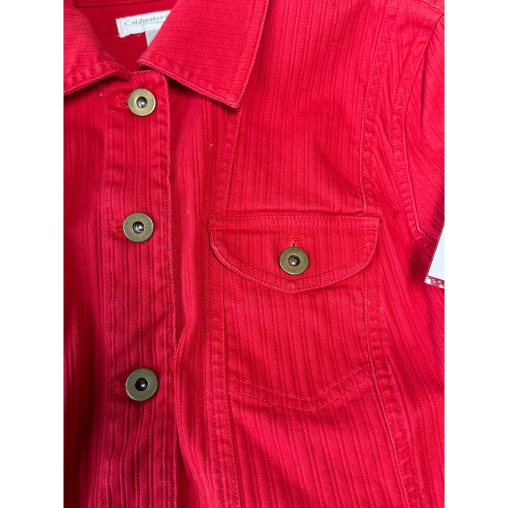 Coldwater Creek Women's Cotton Red Denim Button‎ Down Jacket 8 Casual Preppy Y2K - Picture 12 of 15